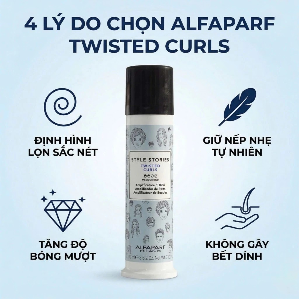Kem Dưỡng Tóc Xoăn Alfaparf Milano Style Stories Twisted Curls 100ml